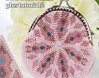 Bead crochet Coin Purse PDF Pattern Rosy - Plus detailed tutorials - PDF pattern for bead coin purse - Bead crochet pattern
