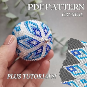 Bead crochet Christmas Ball 4cm PDF Pattern Crystal - PDF pattern for bead crochet ball - Bead crochet pattern