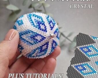 Bead crochet Christmas Ball 4cm PDF Pattern Crystal - PDF pattern for bead crochet ball - Bead crochet pattern
