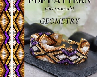 Bead crochet PDF pattern Geometry - PDF pattern for bead necklace bracelet - Bead crochet pattern - Bead jewelry PDF pattern - Bead crochet