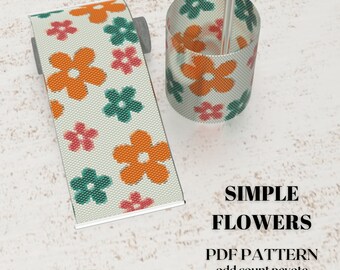 Peyote bracelet pattern, Floral Pattern, Odd Count Peyote Pattern, Bead bracelet PDF PATTERN, odd-count peyote pattern