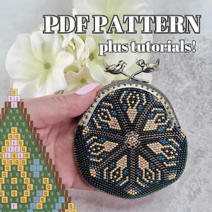 Patrón PDF de monedero de crochet con cuentas verdes y tutoriales detallados - Instrucciones para monederos hechos a mano