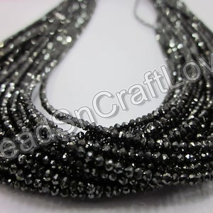Black Diamond micro faceted rondelles / 3D cubes loose gemstone beads AAA quality 14''