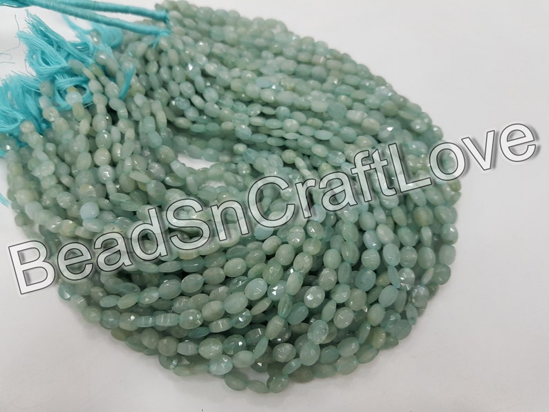 Milky Aquamarine Oval shape Faceted beads 5-7mm 13inch AAA quality