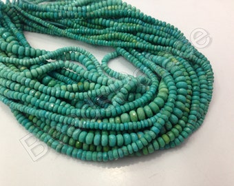 Natural "Green"Turquoise micro faceted rondelle 4 Or 5 mm 120 pieces AAA quality