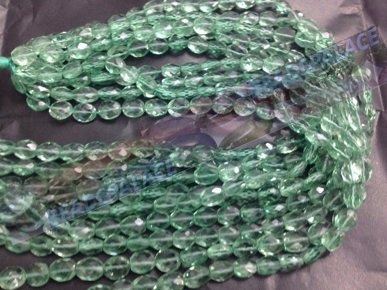 Light green quartz oval shape faceted beads 5-9 mm 60 pieces