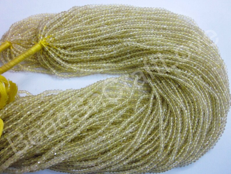 3-3.5mm Lemon quartz micro faceted rondelle 150 pieces AAA quality