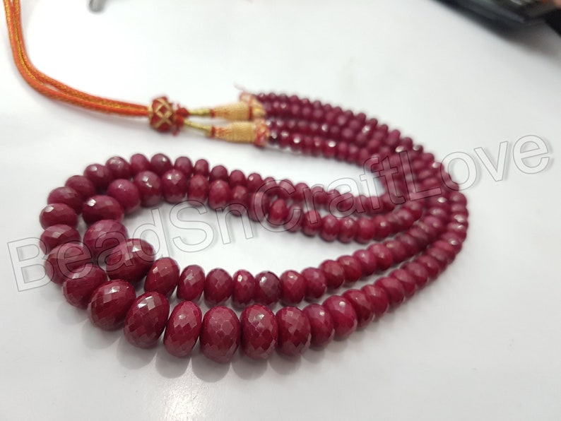 Ruby faceted rondelle gemstone beads necklace 5-9mm 16inch AAA quality