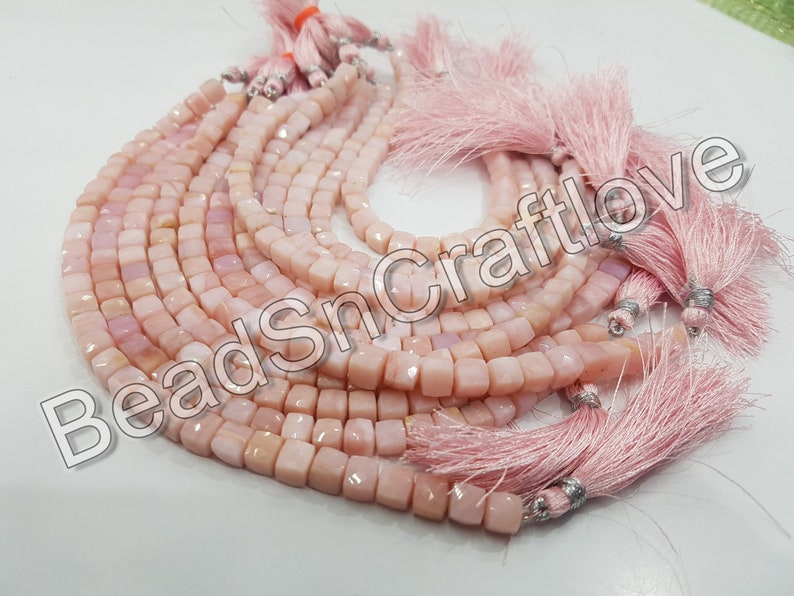 8inch AAA quality 7-8mm Pink opal Garnets chrysoprase 3D cube Box shape faceted Briolettes