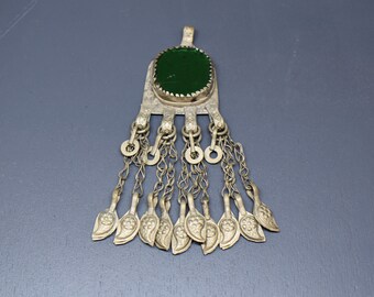 Large Afghan Pendant  - Vintage Jewelry - Tribal Pendant - Kuchi Tassel Pendant - Bohemian Jewelry - Costume Charm - Tassel Pendant
