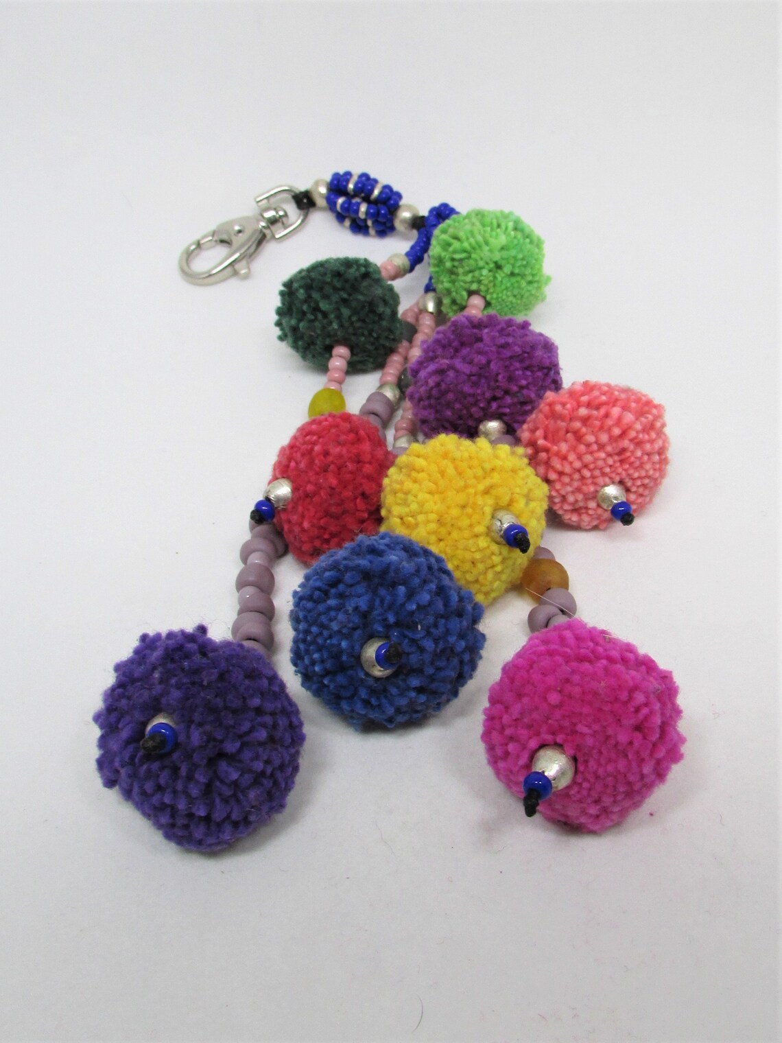 Pom Pom Bag Charm Pom Pom Keychain Boho Accessories Etsy