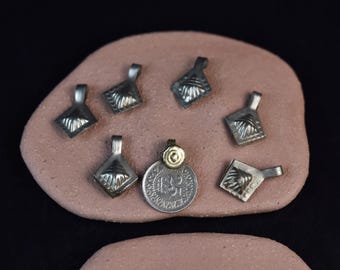 Vintage Kuchi Tribal Charms: Ethnic Jewelry Findings, Set of 7