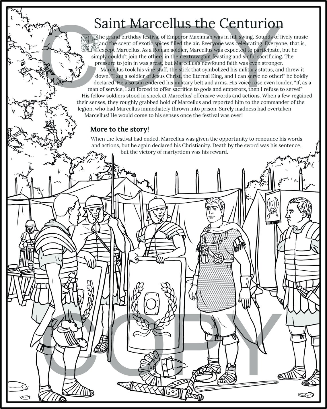 Saint Marcellus the Centurion Coloring Pages Etsy