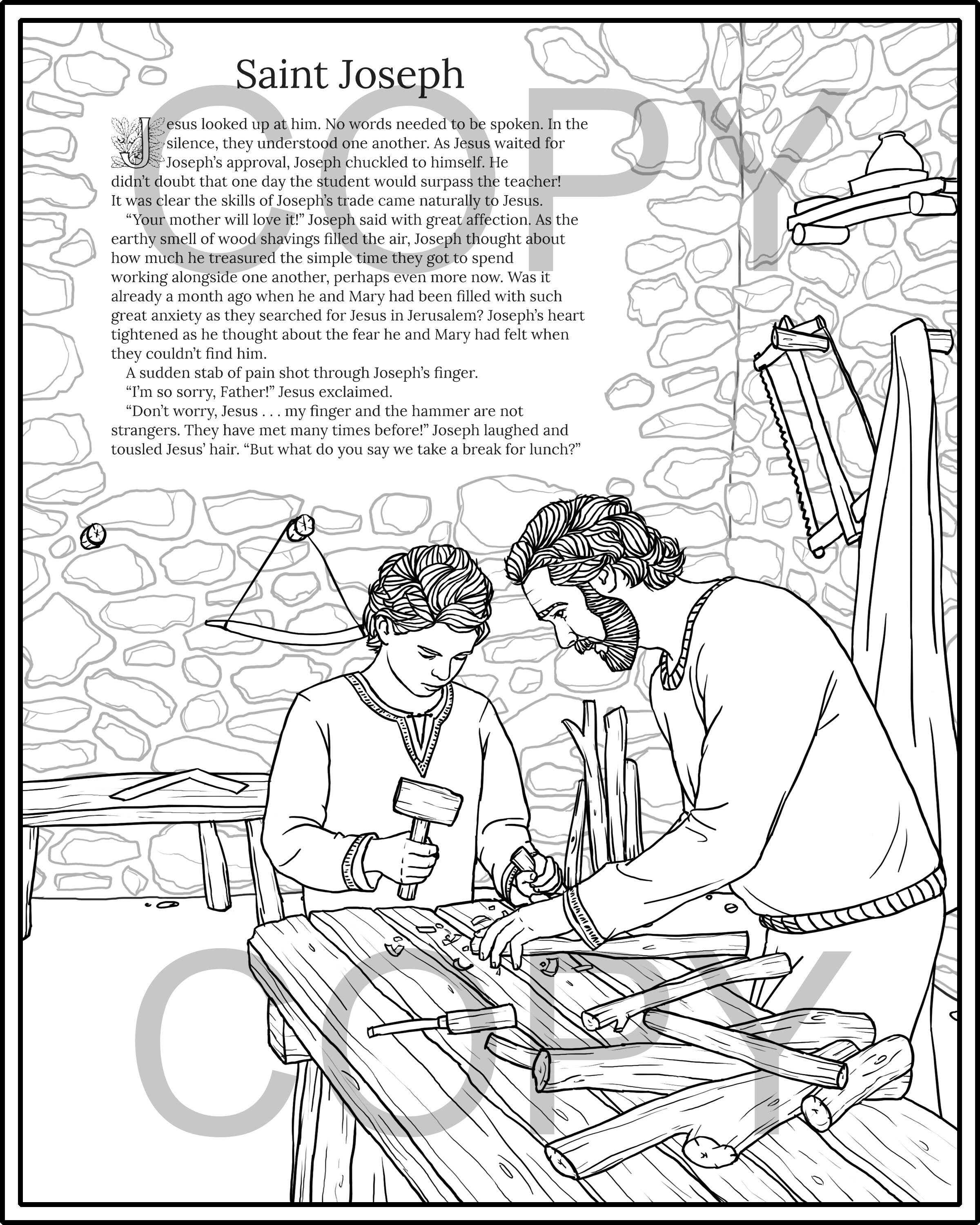 Saint Joseph Coloring Pages - Etsy