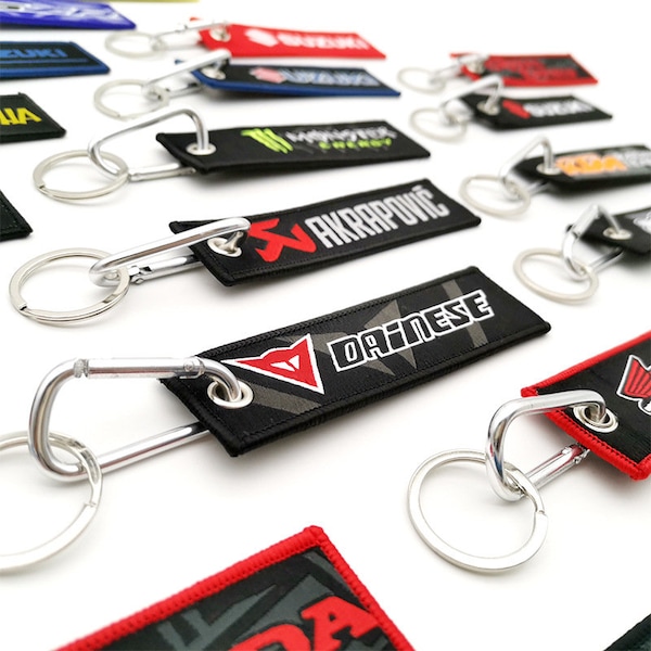 MotoGP thick double-sided Key Tag, Double-layer woven Motorbike key chain, Motor Bike Key Tag, Motorcycle KeyChain, Woven Fabric KeyChain