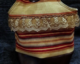 Project Bag Flat Bottom Dumpling: Leather (faux) and Lace