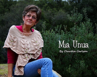 Mia Unua beaded shawl, forest inspired, shawl shoulder wrap. PATTERN