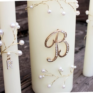 Unity Candle Set Gold Wedding Candle Unity Rhinestone Unity Candle Wedding Gold Bling candles for wedding decor personalized candle monogram