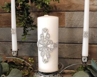 Unity Candle Set Silver Snowflake Wedding - *Candles Only* White Wedding Winter Unity Candle for Wedding wedding decor Unity candle ceremony