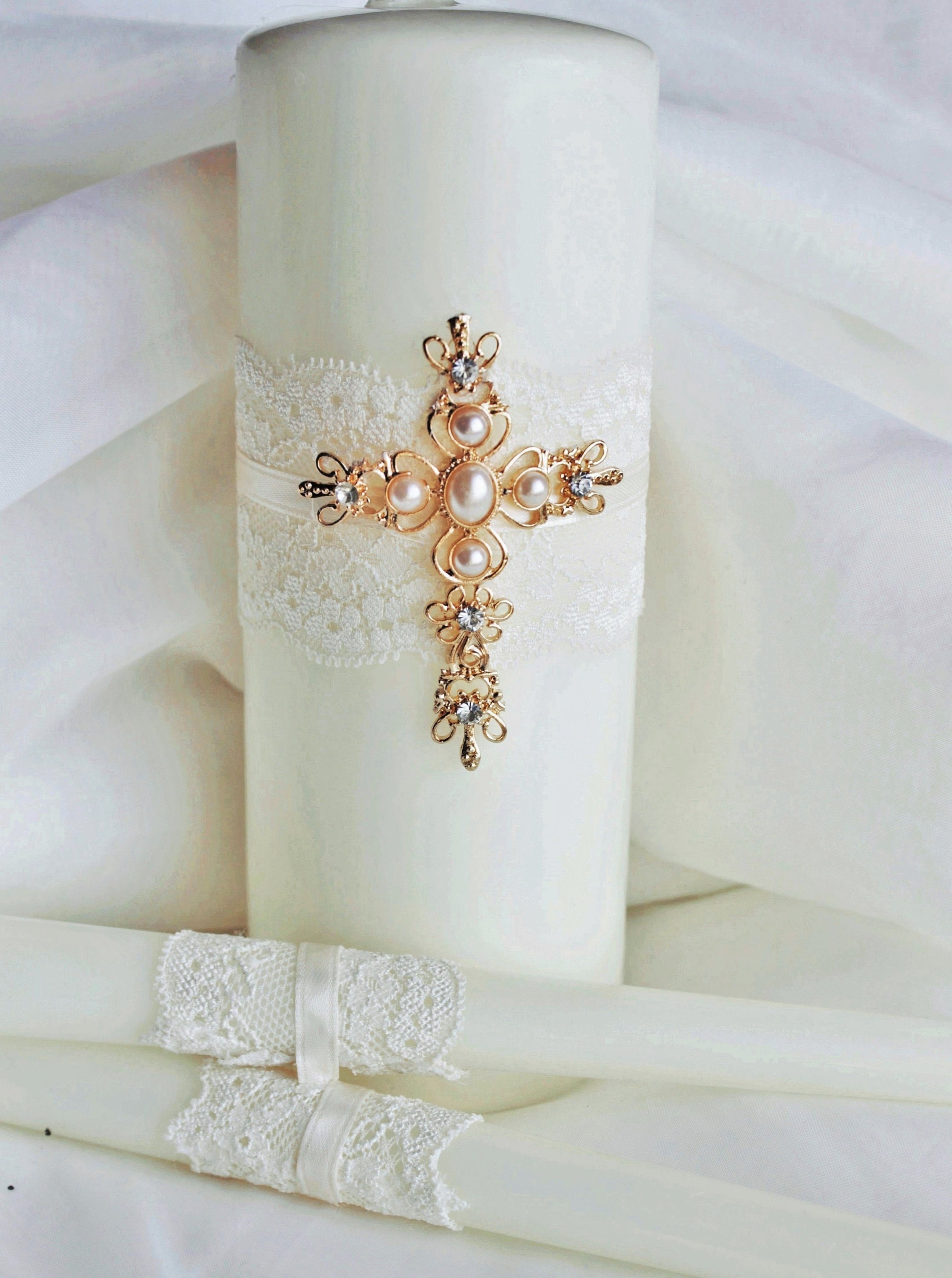 Unity Candle Set Gold Cross Candle Set Church Wedding Unity Etsy