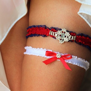 Military Wedding Garter Set USA Patriotic Garder Bridal Lingerie Military Garters for Weding American Garter Set Military Bridal garderbelt