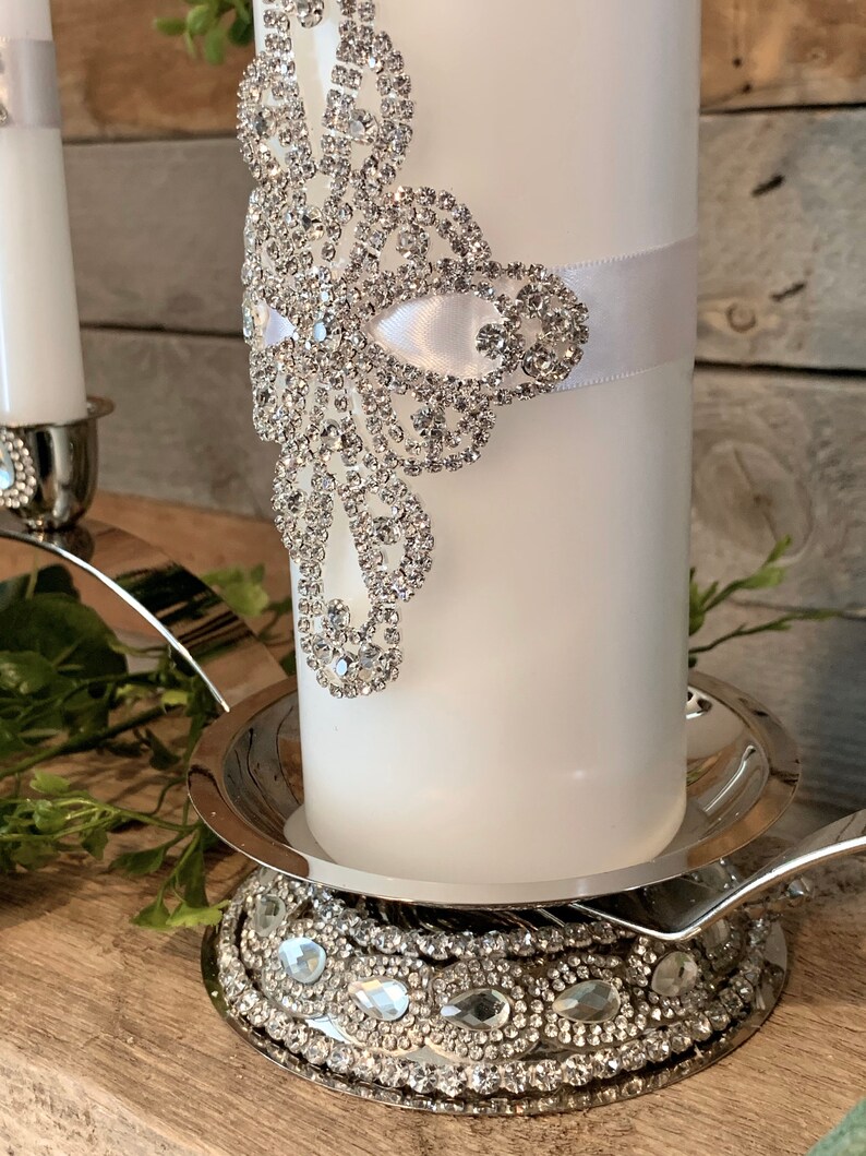 Unity Candle Set Gold Wedding Candle Unity Rhinestone Unity Etsy