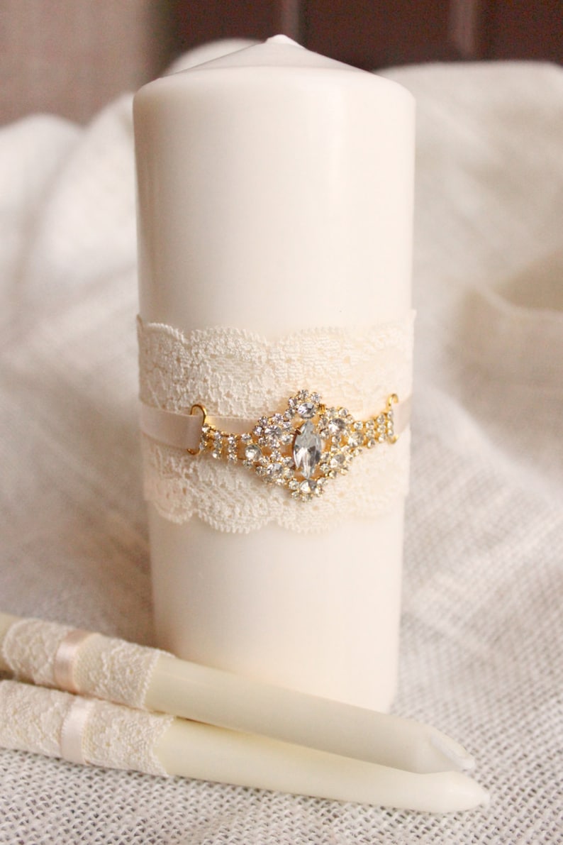 Gold Wedding Unity Candles White OR Ivory White Unity Candle Etsy