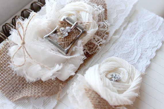 Coral Garter W/ Burlap Western Wedding Garter Burlap and - Etsy