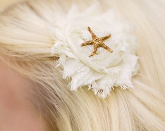 Rozgwiazdy żeglarskie włosy ślubne kawałek-kolory-kotwica kwiat włosów ślub, druhna Clip-Beach Wedding hairpiece, Akcesoria ślubne