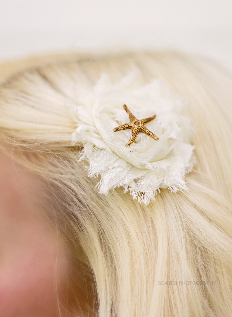 Starfish Nautical Wedding Hair Piece COLORS Anchor wedding hair flower, Bridesmaid Clip Beach Wedding Hairpiece, Wedding accessory image 1