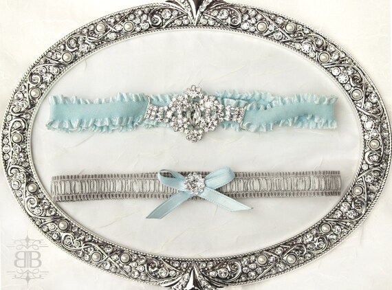 Something Blue Wedding Garter Set Cinderella Wedding | Etsy