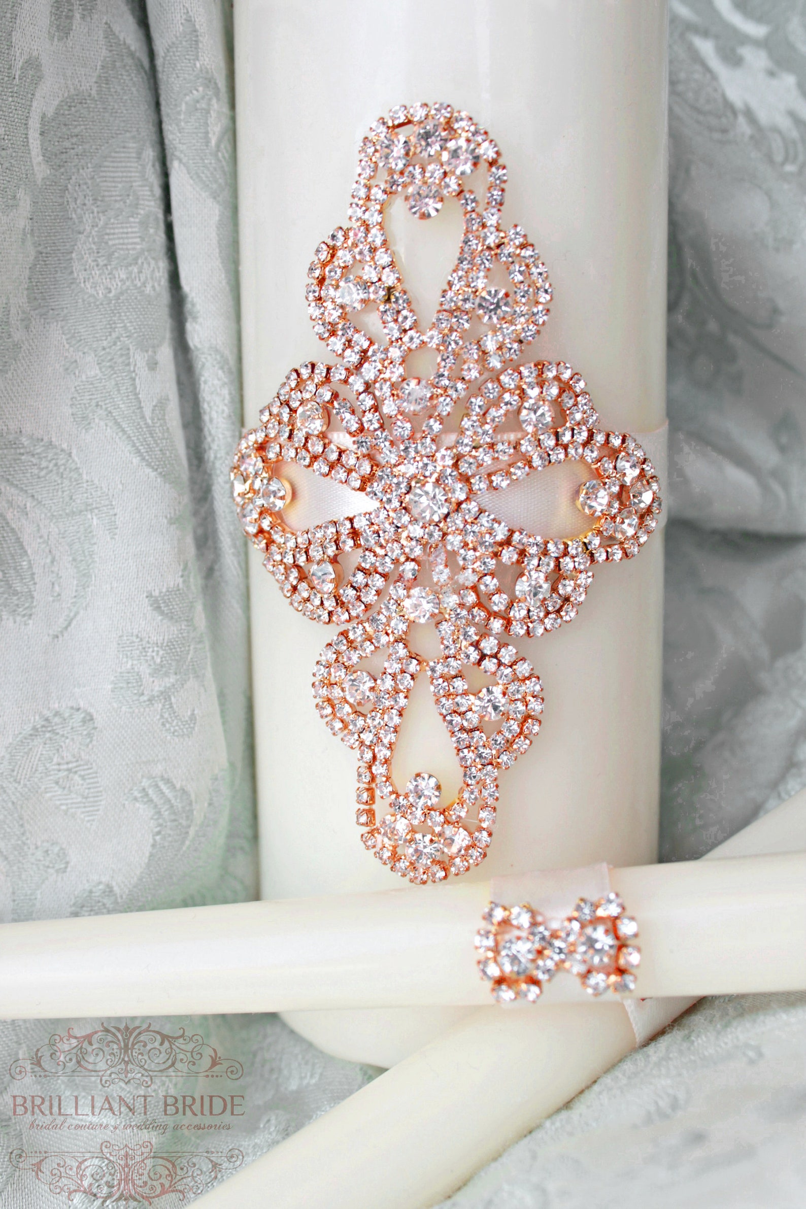 Unity Candle Set Gold Wedding Candle Unity Rhinestone Unity Etsy