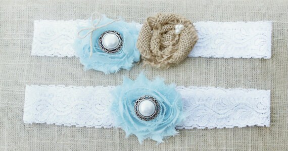 ?HP? Burlap & Lace Wedding Bridal Garter Set Rustic Western Bridal Garter Set – Burlap, Lace & Silver  main image 2