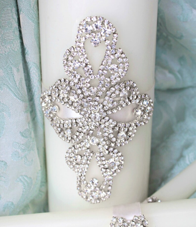 Unity Candle Set Gold Wedding Candle Unity Rhinestone Unity Etsy