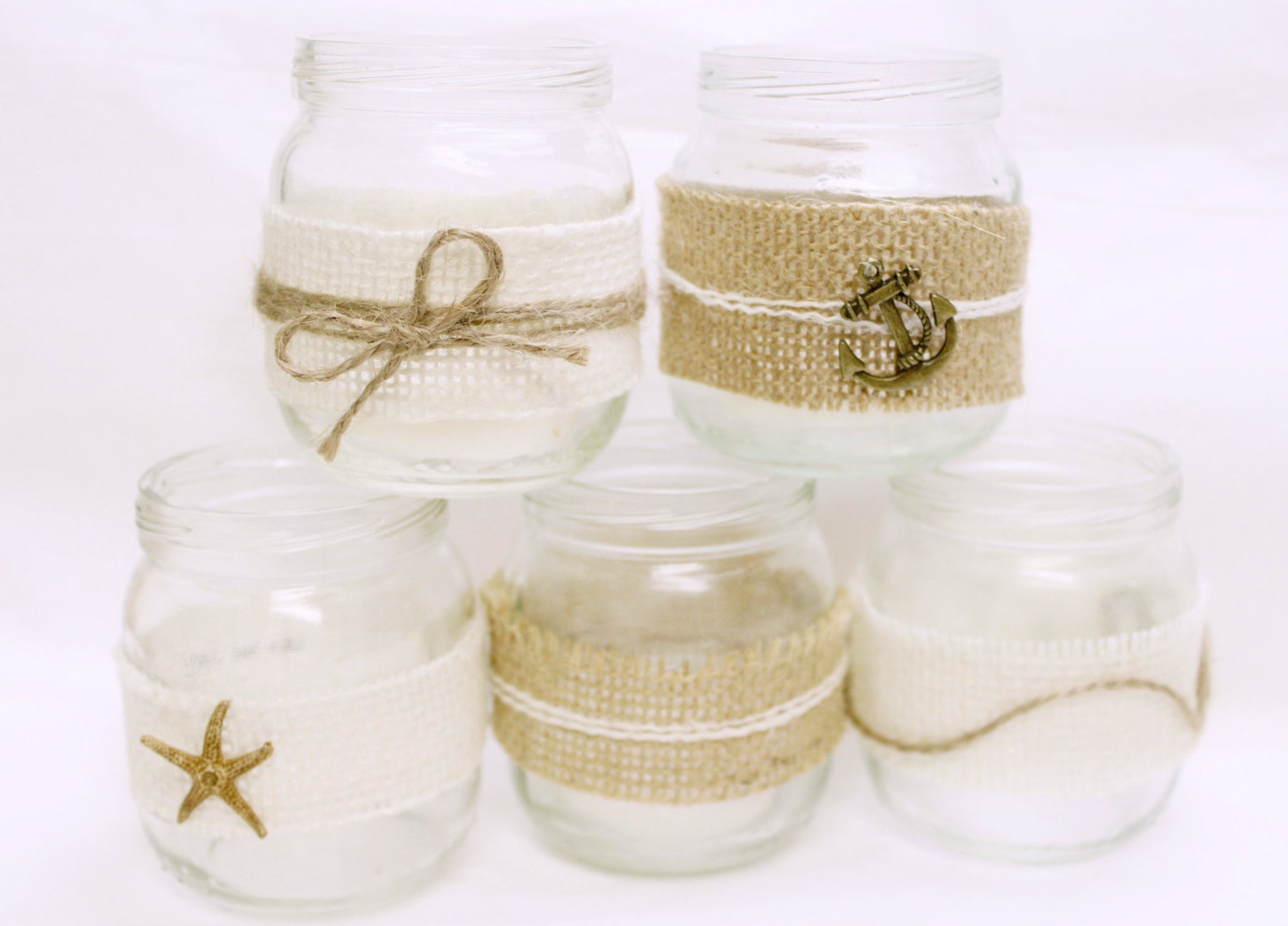 Nautical Mini Mason Jar Wedding Decorations Nautical Tea Etsy