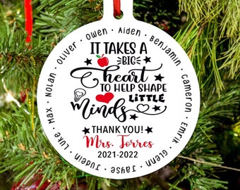 Personalized Teacher Ornament: Class Student Names, Teacher Appreciation Gift