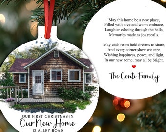 Watercolor House Ornament: Personalized New Home Keepsake with Poem
