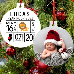 Personalized Baby Photo Ornament: Birth Stats, First Christmas Keepsake