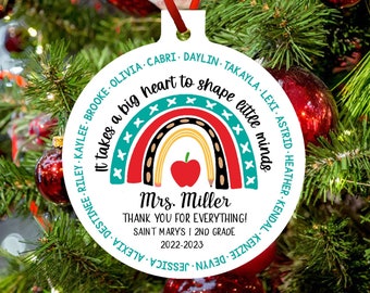 Personalized Teacher Appreciation Ornament or Gift Tag: Customized with Teacher and Students' Names - Thoughtful Gift for Educators