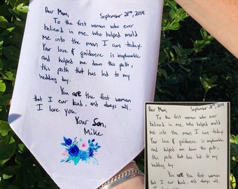 Mother of the Bride Handkerchief: Custom Handwriting Gift