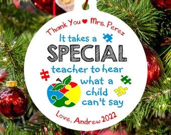 Personalized AUTISM Ornament  | Special Education Teacher  | Christmas Ornaments  | Personalized Gifts | Teacher Appreciation