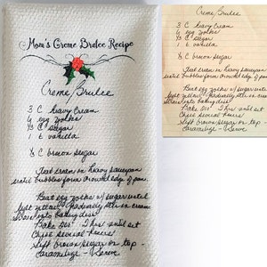 Gift for Mom Recipe Tea Towel Custom Printed Recipe Tea Towel Handwritten Recipe Family Recipe NOT Traced Original Handwriting image 3