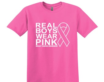 Real Boys Wear Pink - Breast Cancer Awareness - Boys Cancer Awareness Shirt - Pink Breast Cancer - Awareness Shirt - School Pink Out