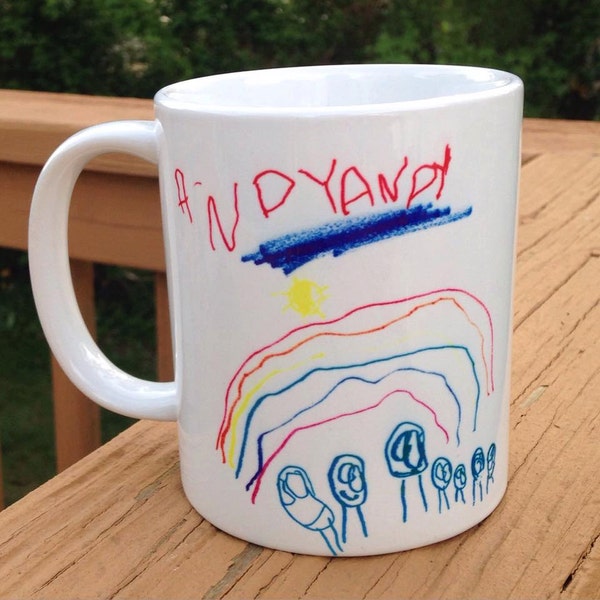Personalized Child's Drawing on a Coffee Mug - Original Children's Art Everlasting Keepsake - Kids Artwork Keepsake
