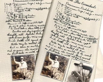 Handwritten Recipe Tea Towel: Personalized Memorial Keepsake