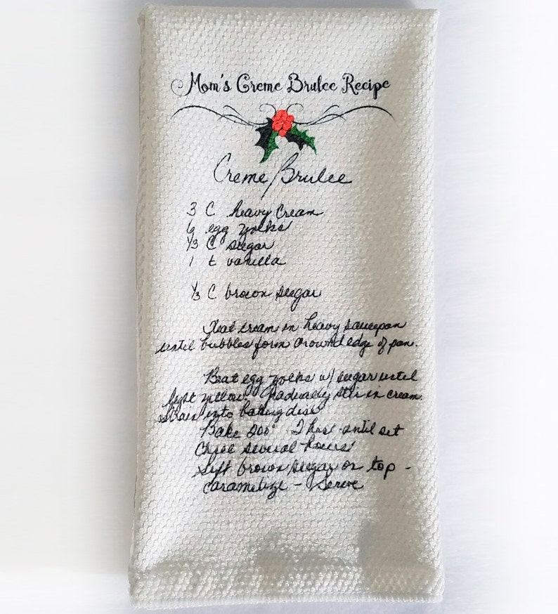 Gift for Mom Recipe Tea Towel Custom Printed Recipe Tea Towel Handwritten Recipe Family Recipe NOT Traced Original Handwriting image 4