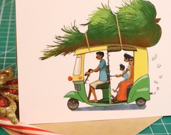 Little Family Tuk Tuk Christmas Card (Box Set of 5)