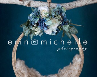 Newborn Digital Backdrop, Newborn Digital Background, Teal Newborn Digital Backdrop, Floral Hoop, Newborn Prop, Newborn Photography