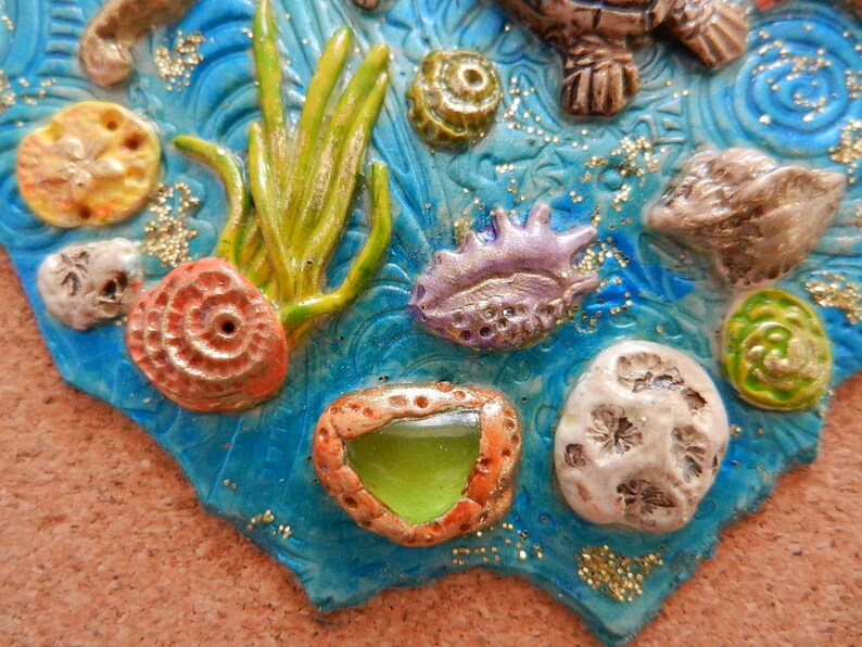 Sketchbook with Cork and sea spirit polymer clay cover JOURNAL