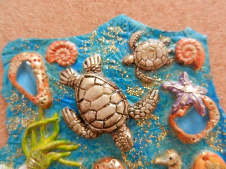 Sketchbook with Cork and sea spirit polymer clay cover JOURNAL